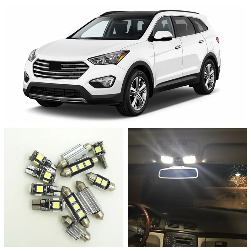 9 шт. T10 Led Canbus Error Free гирлянда Карта Купол Лицензия плиты света лампы для hyundai Santa Fe 2013