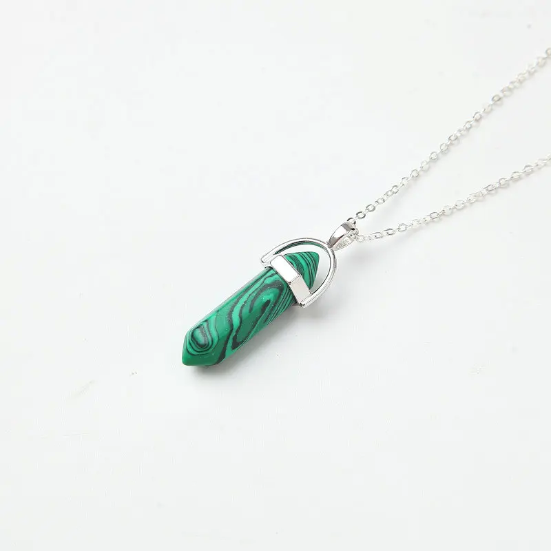 Malachite green Meajoe, Трендовое ожерелье с кулоном из натурального кристалла, ожерелье с кулоном в виде пули, винтажное очаровательное цветное ожерелье с кулоном, ювелирное изделие для женщин, подарок - Окраска металла: Malachite green