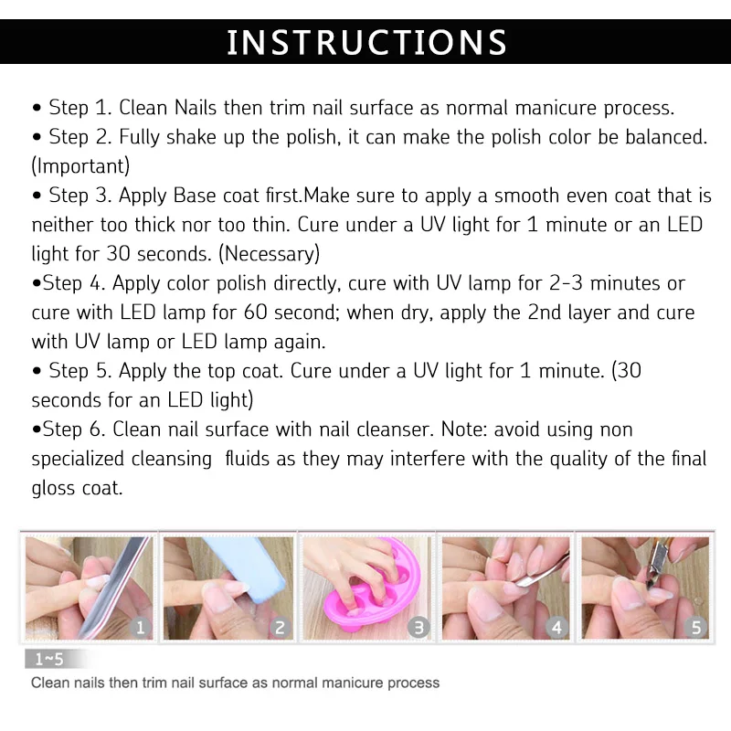 Гель лак для ногтей Huration 5 мл маникюра СВЕТОДИОДНЫЙ УФ белый цвет ногтей|Гель