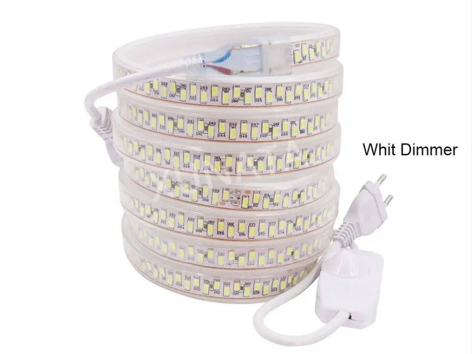 AC220V светодиодный светильник SMD 5630 5730 Светодиодная лента Гибкая Водонепроницаемая светодиодная лента 180 светодиодный светильник s/m+ ЕС диммер/переключатель/вилка