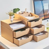 kraft paper drawer office file storage box creative diy multifunctional sundry cosmetic jewelry home office desk table organizer