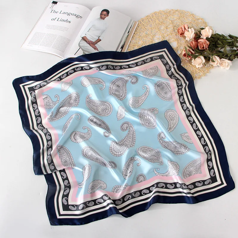 2 цвета модный квадратный шарф в стиле бохо для дам Шелковый платок с принтом
