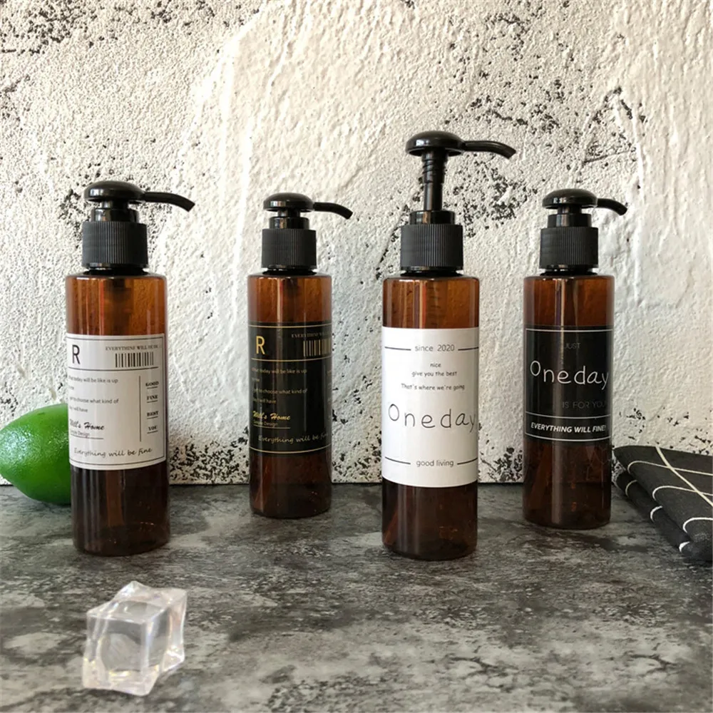 150ml Scandinavian Bath Shampoo Storage Bottle with Sticker Portable Chic Liquid Lotion Travel Organizer Decor | Дом и сад