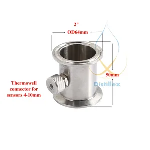 Трехзажимная труба Thermowell od 64 мм, соединитель для датчиков диаметром 4-10 мм, нержавеющая сталь 304, силиконовое уплотнение, 2 дюйма