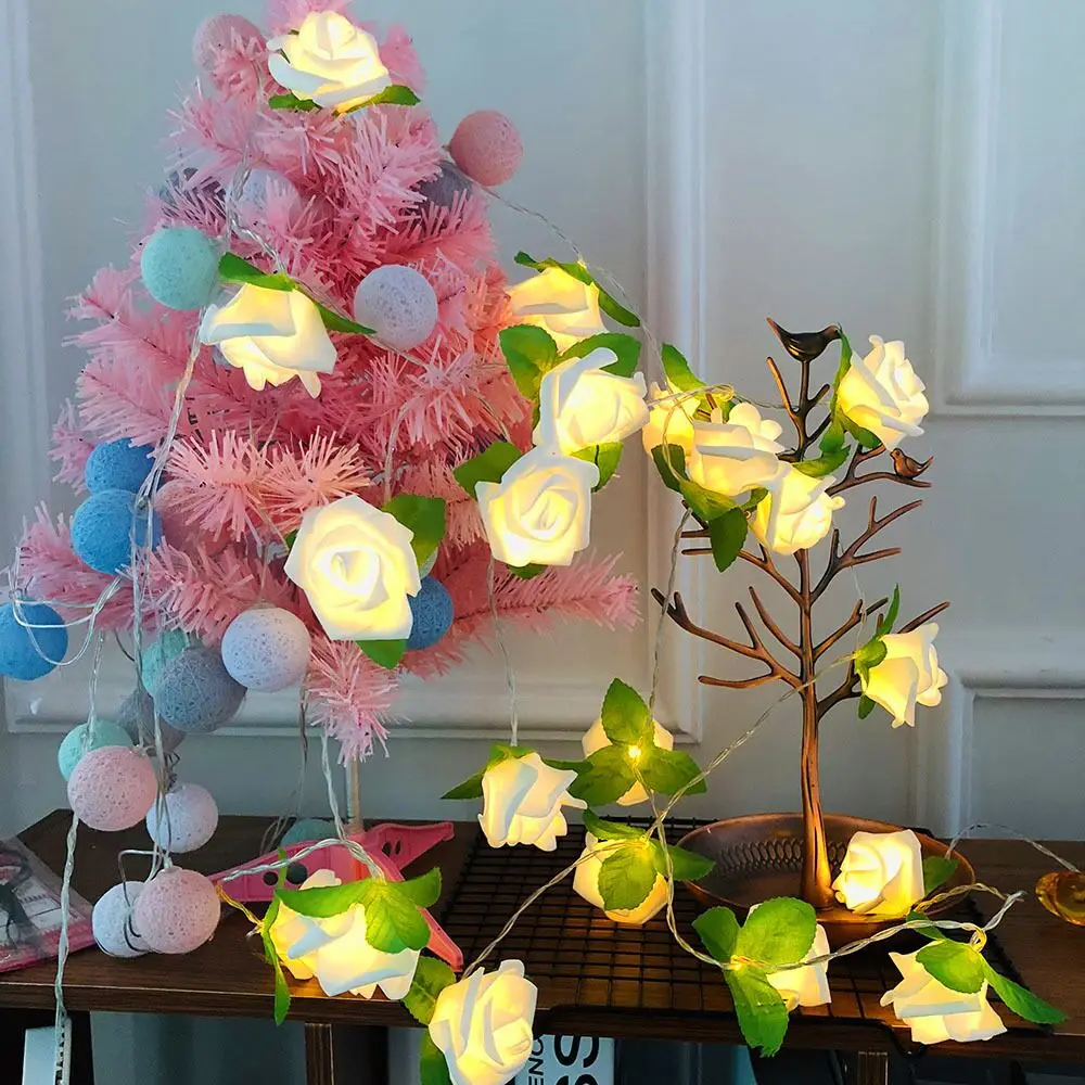 

2M 20leds Rose Flower LED String Fairy Lights Battery operated Christmas Holiday Lights For Valentine Wedding Party Decoration