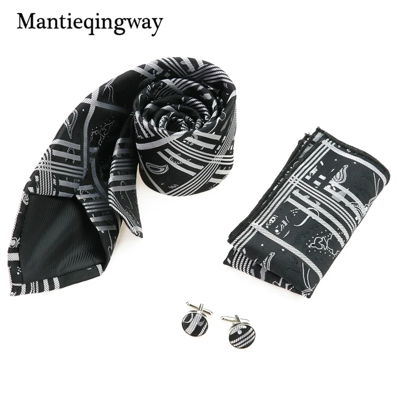 Mantieqingway, мужской набор галстуков для свадебной вечеринки, широкий галстук 8,5 см, галстук, носовой запонки, набор для мужчин, повседневный клетчатый набор