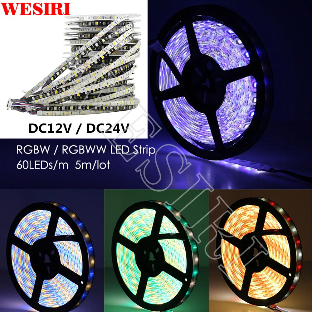 5050 RGBW разноцветная Светодиодная лента DC 12 V/24 V Гибкая лампа RGB + белый/RGB теплый