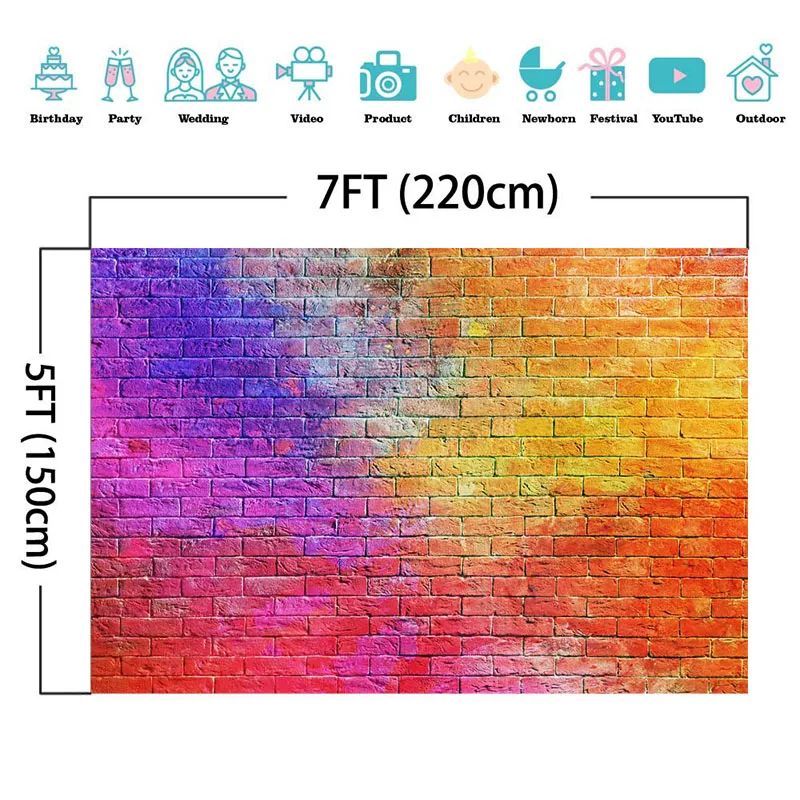 Красочные кирпичные стены фон граффити фотографии 80s 90s Фотостудия Стенд Опора