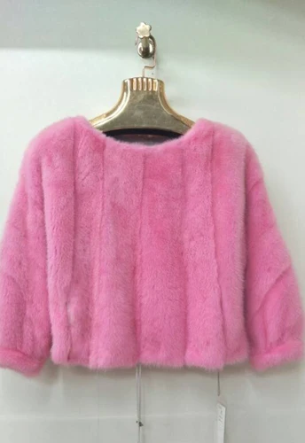 Water pink Женский пуловер из натурального меха норки, осенняя и зимняя короткая популярная шуба из натурального меха норки, женская верхняя одежда - Цвет: Water pink