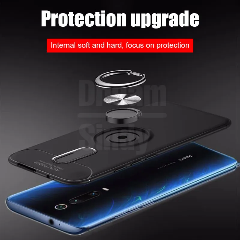 Luxury Car Holder Ring Case On The For Xiaomi Redmi K20 Pro 7 Note 6 5 Shockproof Pocophone F1 Soft Silicone | Мобильные телефоны и