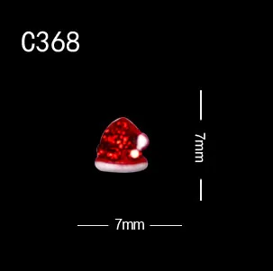 C368 10 шт./лот Рождественская елка шляпа снеговик Санта Клаус украшения для ногтей сплав Металл DIY 3D аксессуары из стразов - Цвет: C368