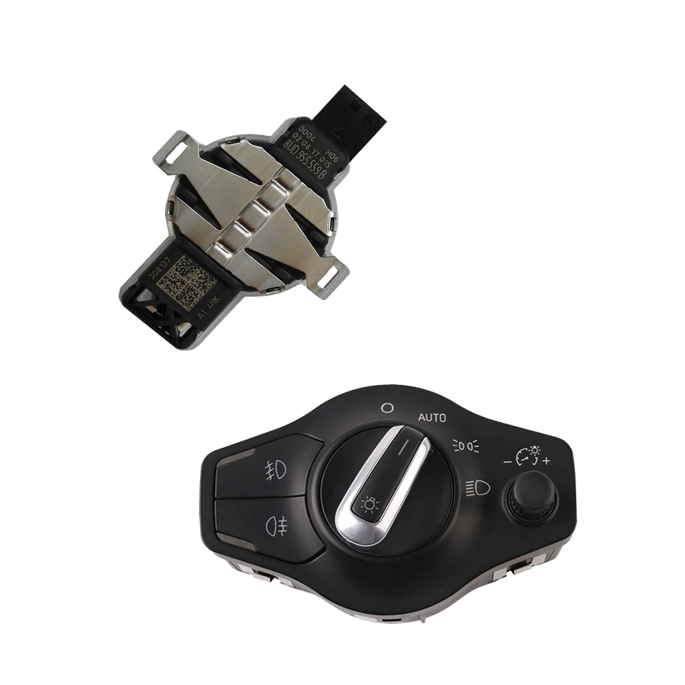 Switch and Sensor Хром Авто головного средства ухода за кожей Шеи светильник тумана светильник переключатель Управление дождь Сенсор для Audi A4 2009- B8 S4 A5 S5 Q5 2009- 8K0941531AS 8UD955559B - Цвет: Switch and Sensor