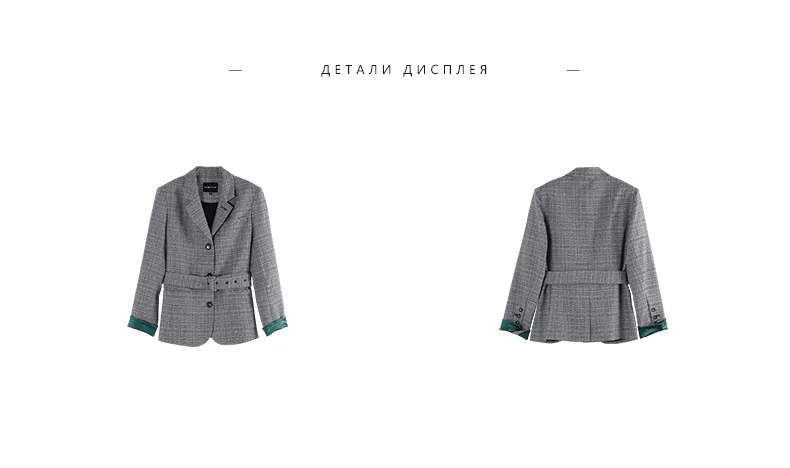 Toyouth плед формальные Wearwork куртка Для женщин Британский Стиль Chic дамы Блейзер поясом отделение на кнопке Vuntage женский пальто Топы