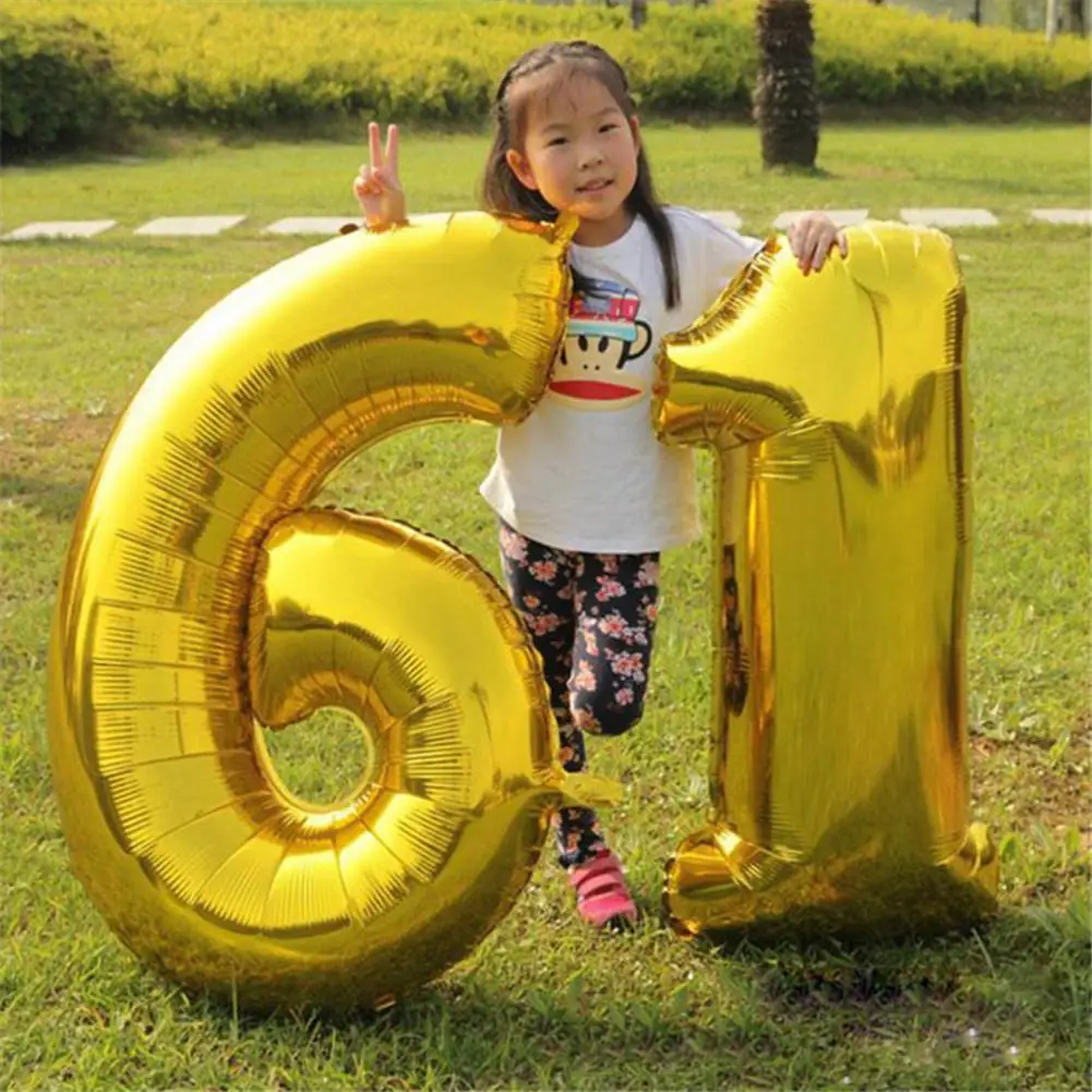 32 Inches Large Size Party Balloons Gold Silver Aluminum Foil Number Shape Hydrogen Birthday Wedding Decoration | Дом и сад