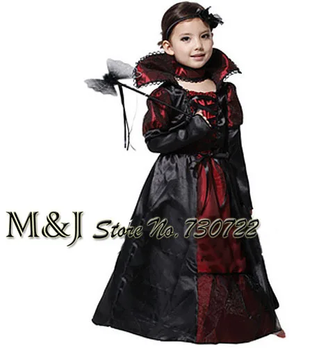 Free shipping!!Girls vampire Halloween witches zombie clothing queen plays a ball game children festival | Тематическая одежда и