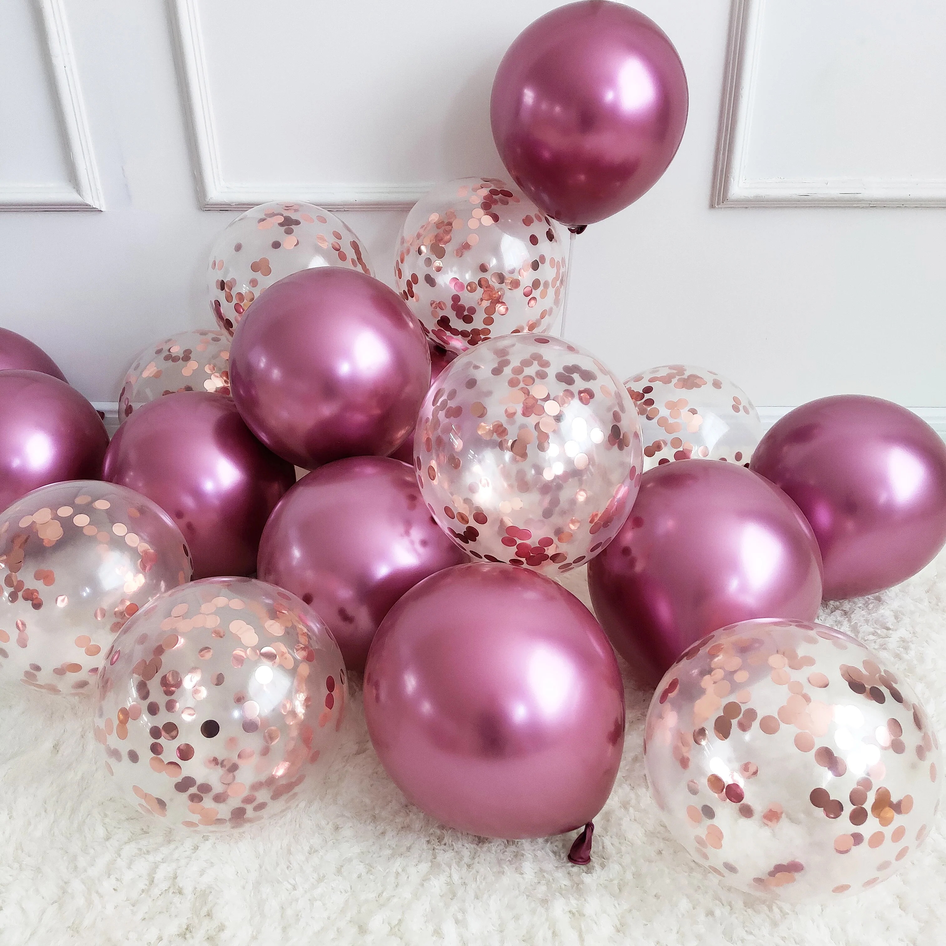 12pcs/lot Pink Chrome Metallic balloon Golden latex Wedding Bridal Shower Theme Party Air Helium Decor 10 inch Balloons | Дом и сад