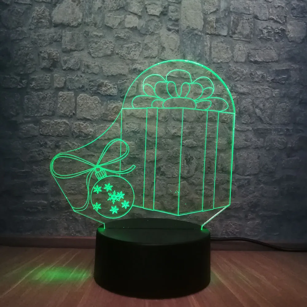 3D НОВАЯ РОЖДЕСТВЕНСКАЯ лампа коробка светодиодный светильник RGB 7 цветов