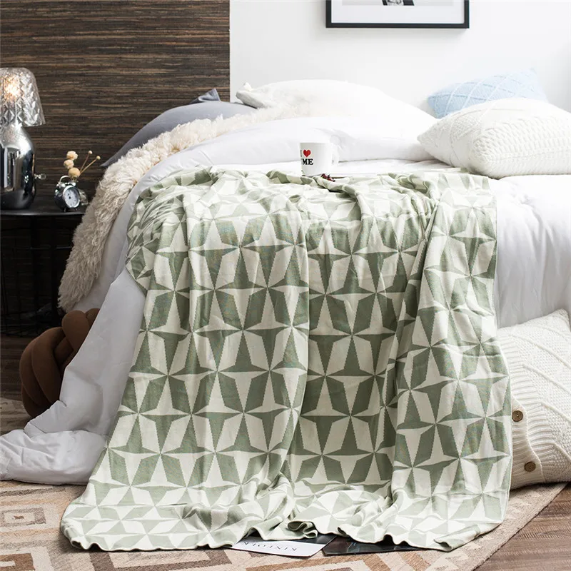 COMFEEL Blanket for Sofa Beds Cotton Knitted Geometric Multifunction Warm Weighted Child Adult Rest Sleep Throw | Дом и сад