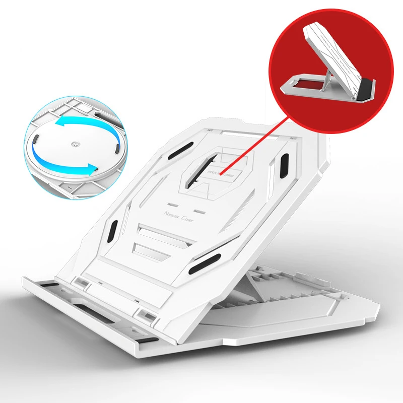 Регулируемая Складная подставка для ноутбука, держатель для Macbook lenovo Asus hp Dell lapнастольная подставка, вращающийся на 360 градусов, подставка для ноутбука, планшета, охлаждающая подставка, кронштейн - Цвет: White