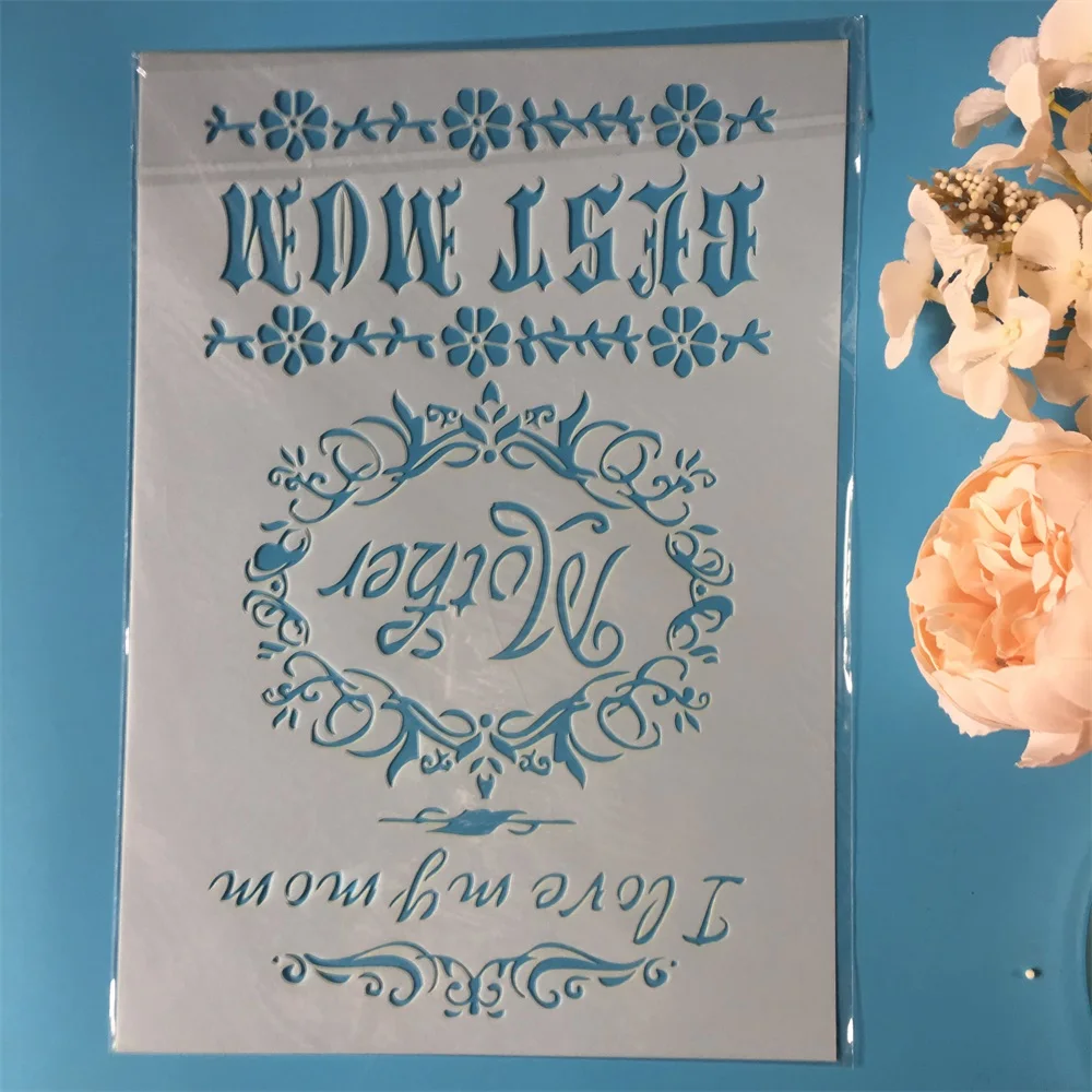 Новинка I Love My MOM A4 поделки для поделок трафареты настенная живопись штампованная