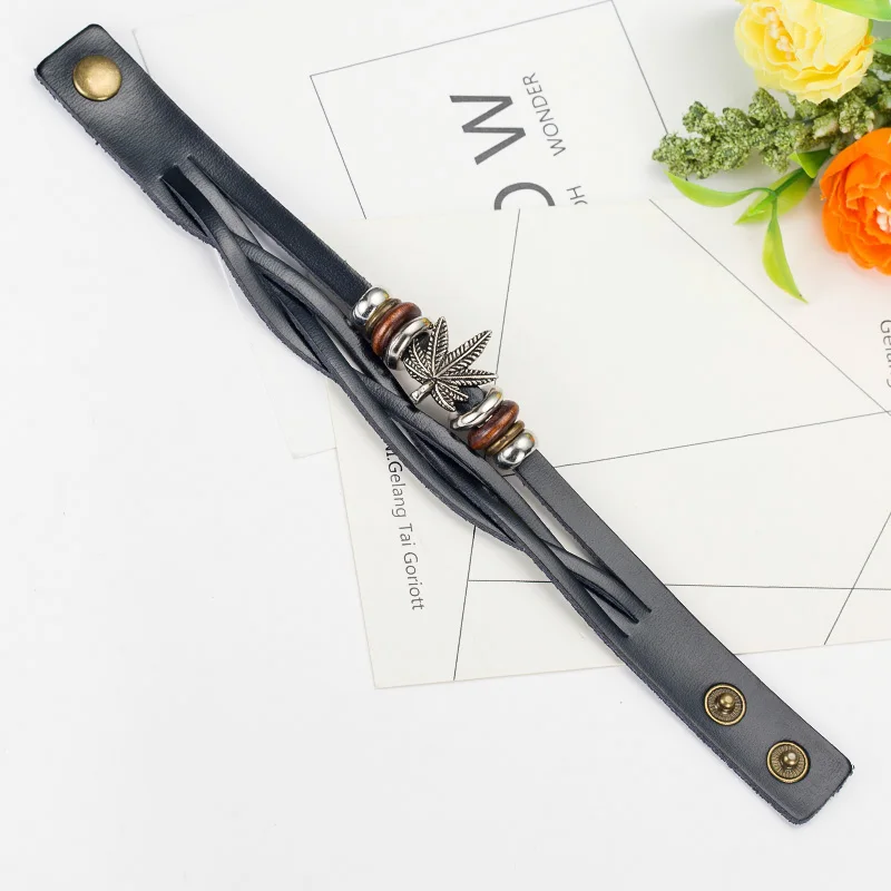 Alibaba оптовая продажа модная подвеска с Кленовым листом браслет из натуральной