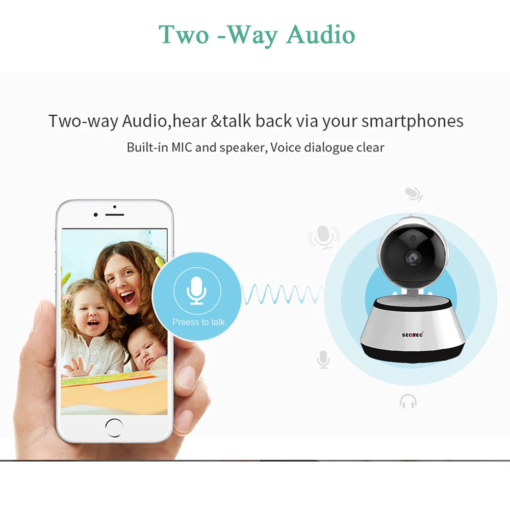 SECTEC IP камера беспроводная 720P домашняя охранная CCTV Сетевая WIFI ночное видение