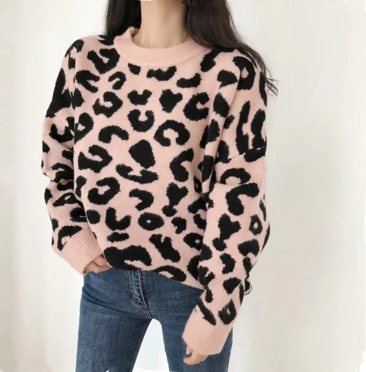 Women Leopard Print Sweater Pullover Top O-Neck Long Sleeve Fashion Elegant Spring Autumn Winter New Arrival | Женская одежда