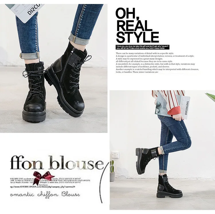 SWYIVY Women Ankle Boot Hot Autumn Shoes Genuine Leather Woman Shoes Martin Boots Platform Cowboy Boots For Women Zipper