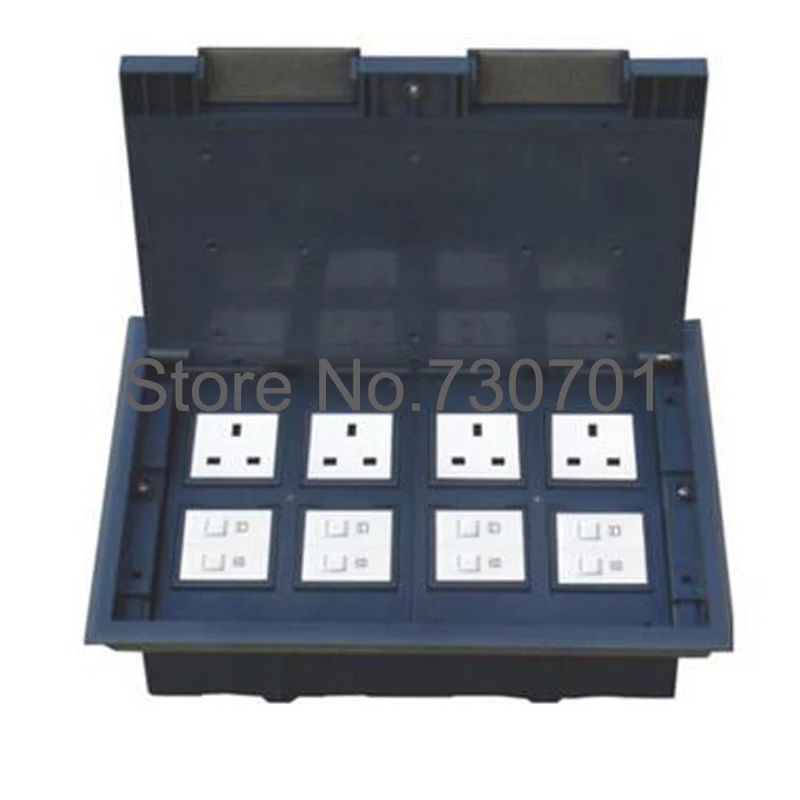 Raised Access Floor Boxes with 8,12,24 Modules Local Power Supply ABS material lid up open 80pcs by DHL