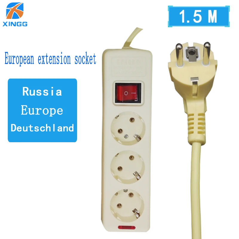 250 В 16А ЕС мощность полосы несколько 2 3 4 5 6 отверстие способ AC розетки разъем удлинитель 4,8 мм 2 Pin с удлинителем шнур