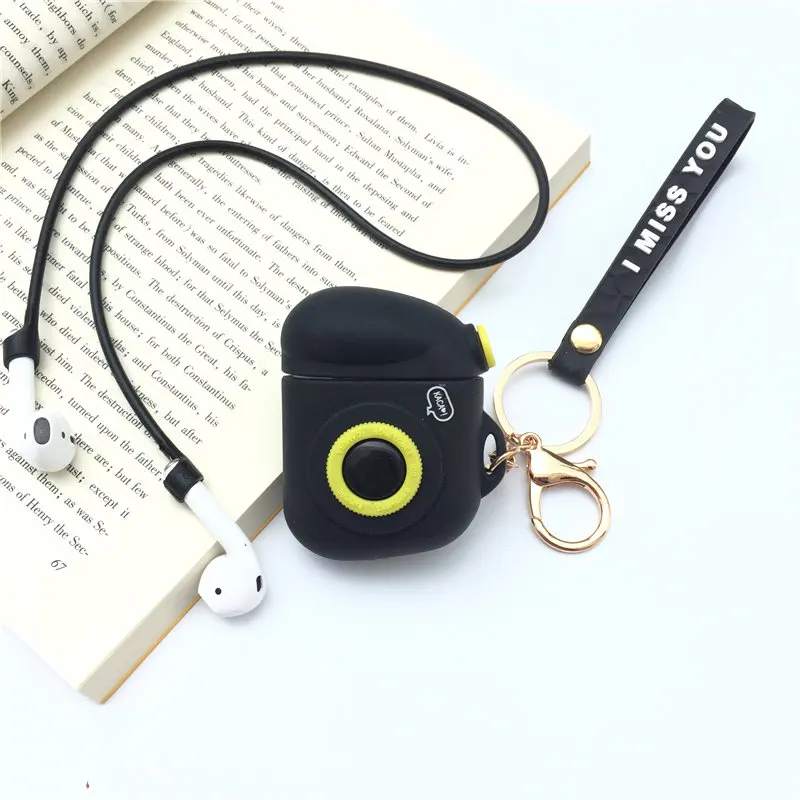 Силиконовый чехол для Apple Airpods, милый чехол, защитная крышка, Bluetooth, Беспроводная зарядка для наушников, чехол, сумки, защита от потери камеры