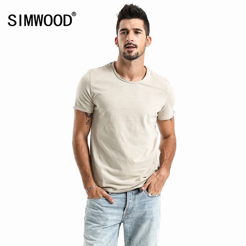 Бренд SIMWOOD хит продаж 2019 новая мужская одежда летняя футболка с коротким рукавом