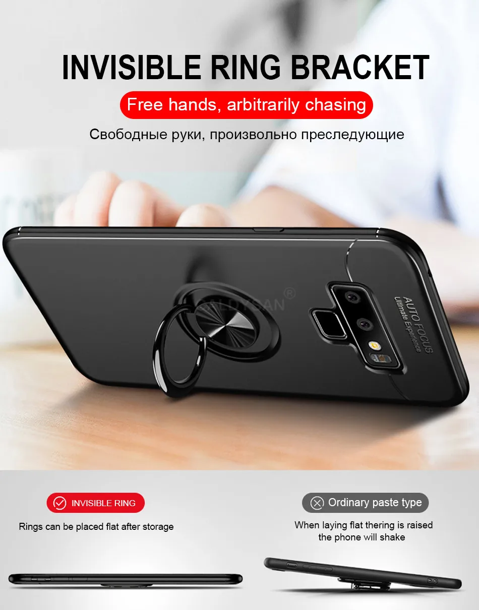 Роскошный противоударный чехол с кольцом-кронштейном для samsung Galaxy S8 S9 PLus, полный Чехол для samsung Note 8 9, мягкий силиконовый чехол с держателем из ТПУ