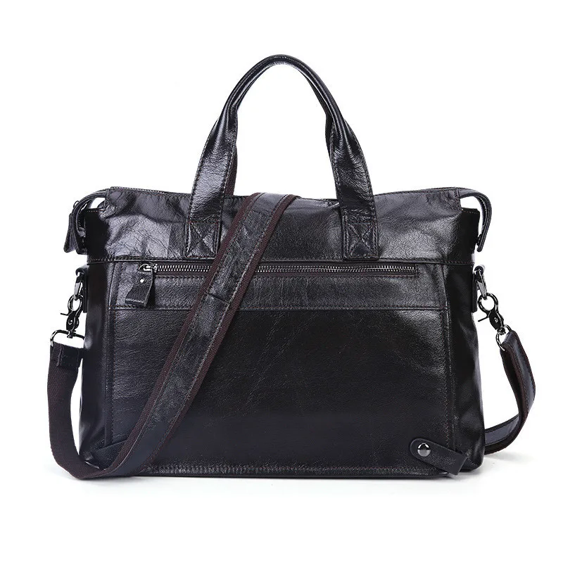 brown Мужской кожаный деловой портфель для ноутбука, мужской т-чехол, s660-40 сумка из коровьей кожи, сумка-тоут, 14 дюймов, сумка для ноутбука - Цвет: brown