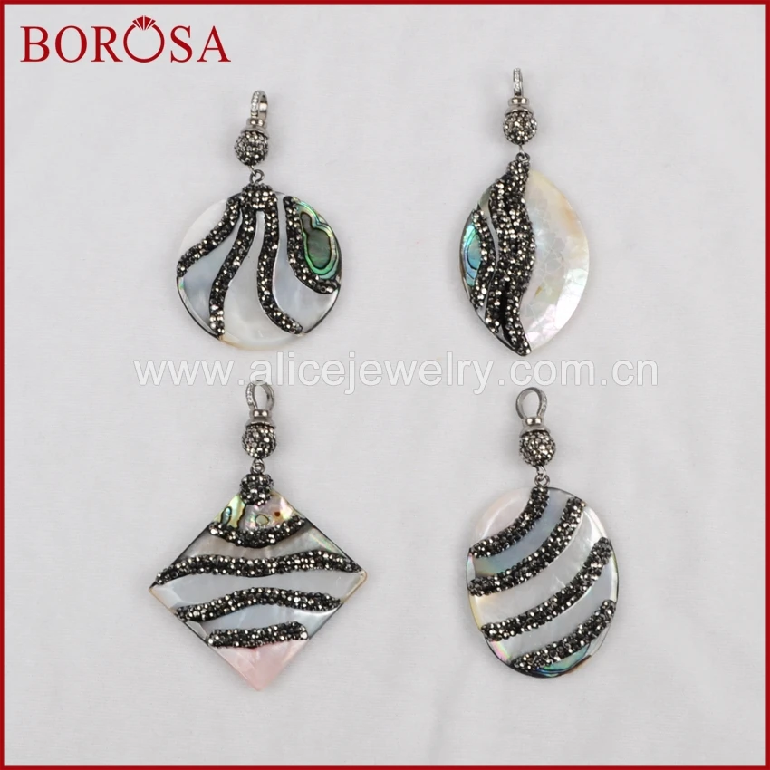 BOROSA 3 шт. модный многообразный кулон в виде раковины из страз Drusy ювелирное
