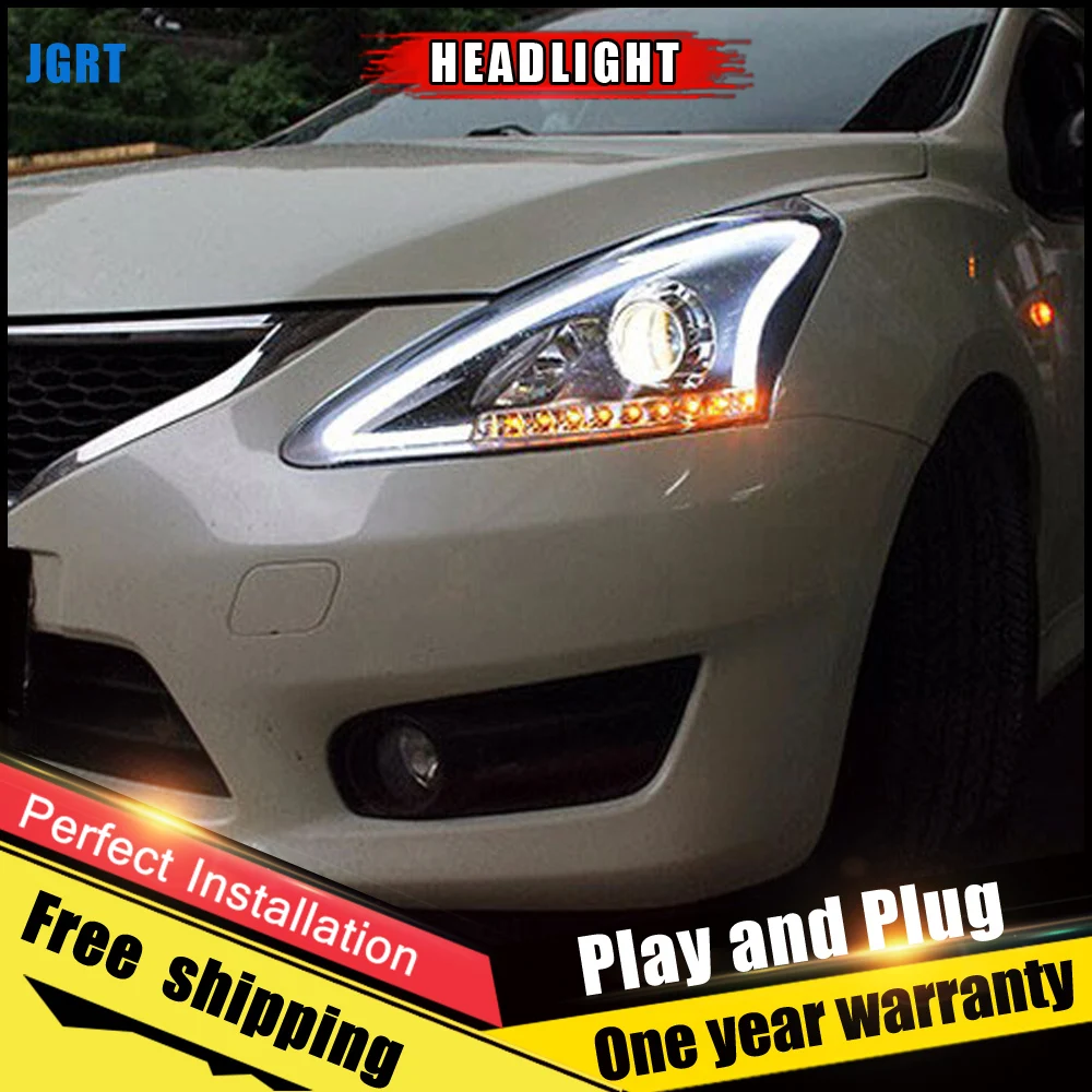 Автомобильные фары светодиодные для Nissan Tiida 2012-2014 светодиодный ные линзы DRL