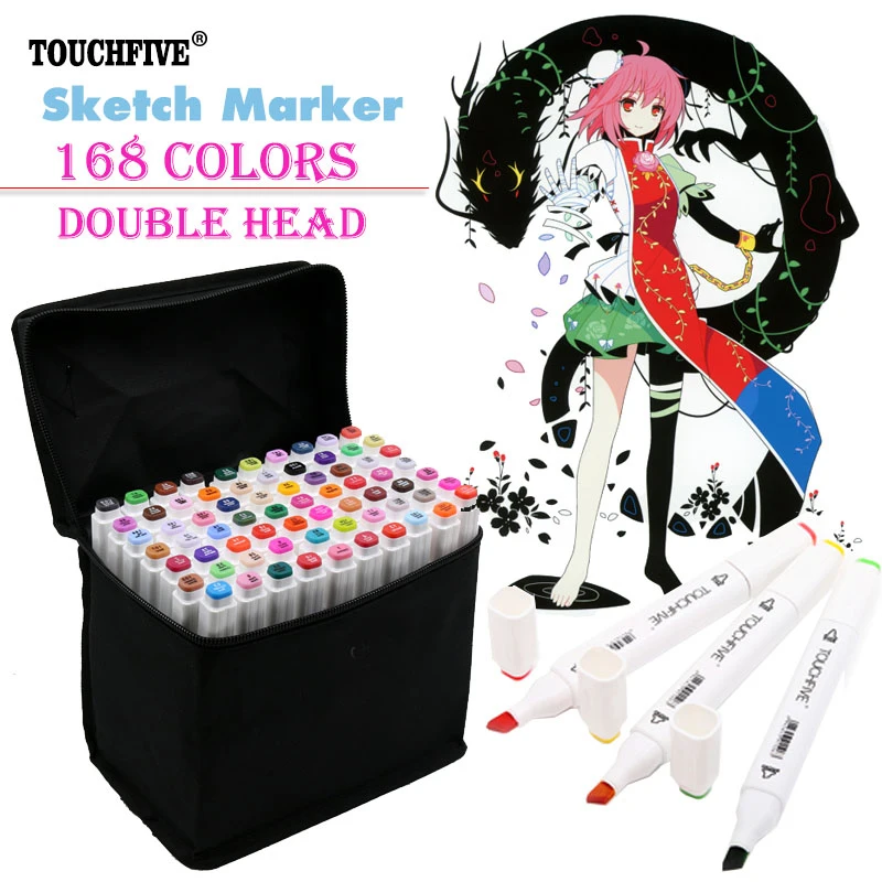 TOUCHFIVE, 168 цветов, набор маркеров с двойной головкой, маркеры для рисования