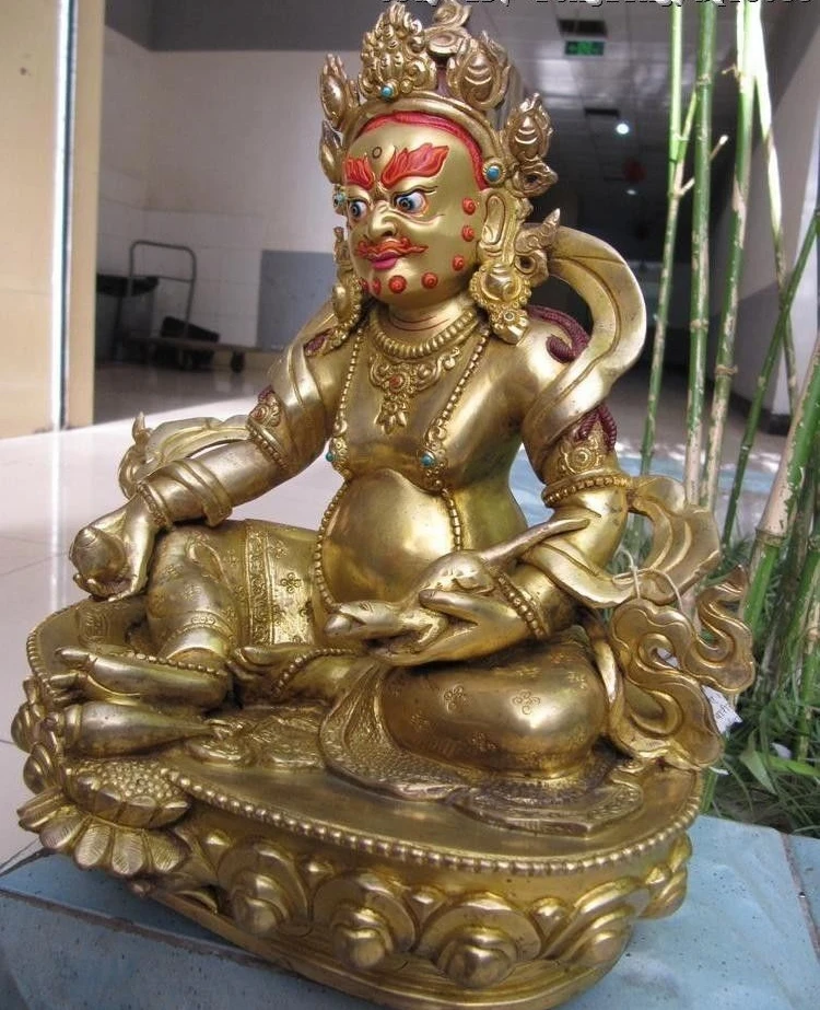 Tibet 100% Pure Copper bronze 24K Gold gild Yellow Jambhala Buddha Statue | Дом и сад