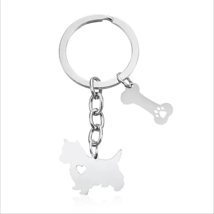 

Norwich Terrier pendant keychain with bone