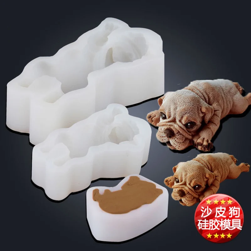 3D стерео Shar Pei силиконовая форма для спящей собаки мусс торта милая собака