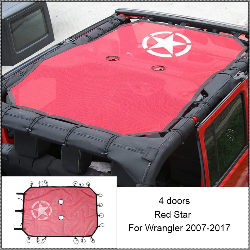 BAWA автомобильные чехлы для Jeep Wrangler 2007- JK солнцезащитный козырек на крыше сетка УФ-защита сетка для теплоизоляции автоматические автомобильные чехлы - Название цвета: 4 doors Red Star