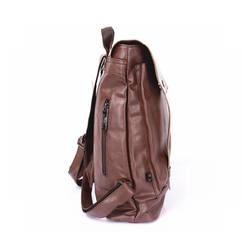 Three-Box Original Men Backpacks PU Leather Male School Laege Laptop Bag Solid Vintage Teenager Travel Business Backpack 2332 | Багаж и