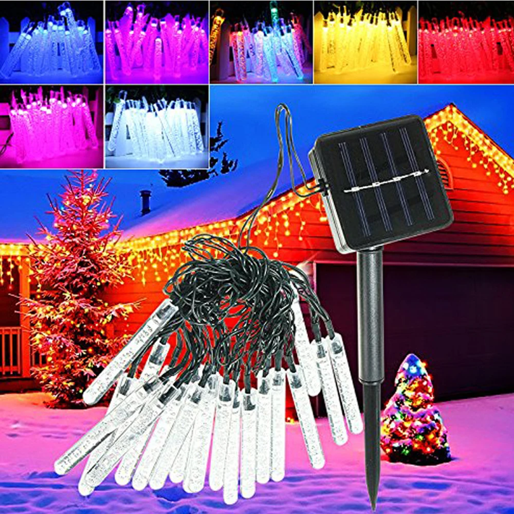 Гирлянда в виде сосулек на солнечной батарее 20 светодиодов|lights for wedding|string