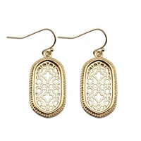 zwpon mini alloy geometric oval statement filigree cutouts quatrefoil oval dangle earrings for women female jewelry wholesale