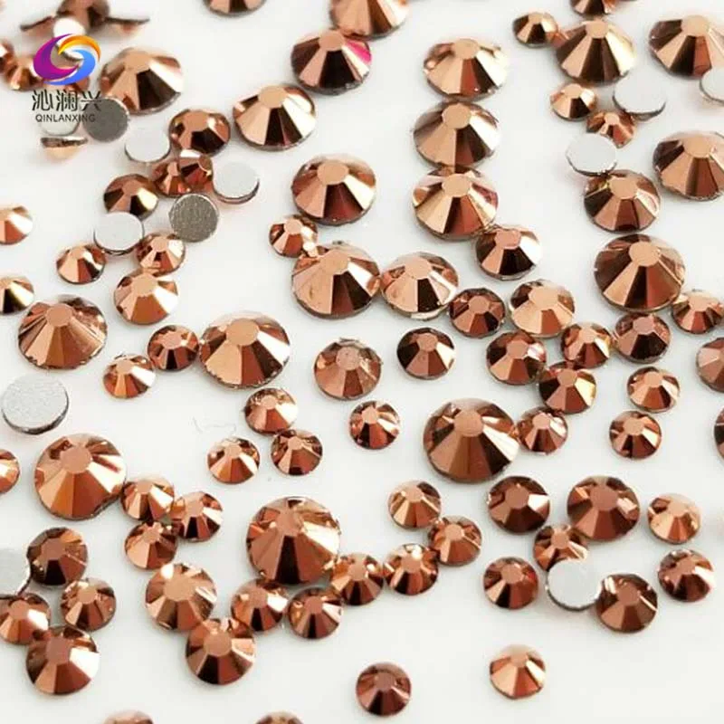 

300pcs Mix SS4-SS16 Size Rose Gold color Non HotFix flatback glass crystal 3D Nail Art Rhinestone diy Decorations M300MGJ
