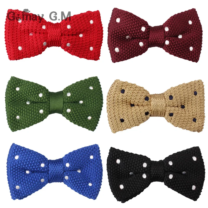 

NEW Dots Knitted Bow ties For Men Fashion Neckwear Adjustable Mens Tuxedo Bowtie For Wedding Male Neck Ties For Men Knit Bowtie