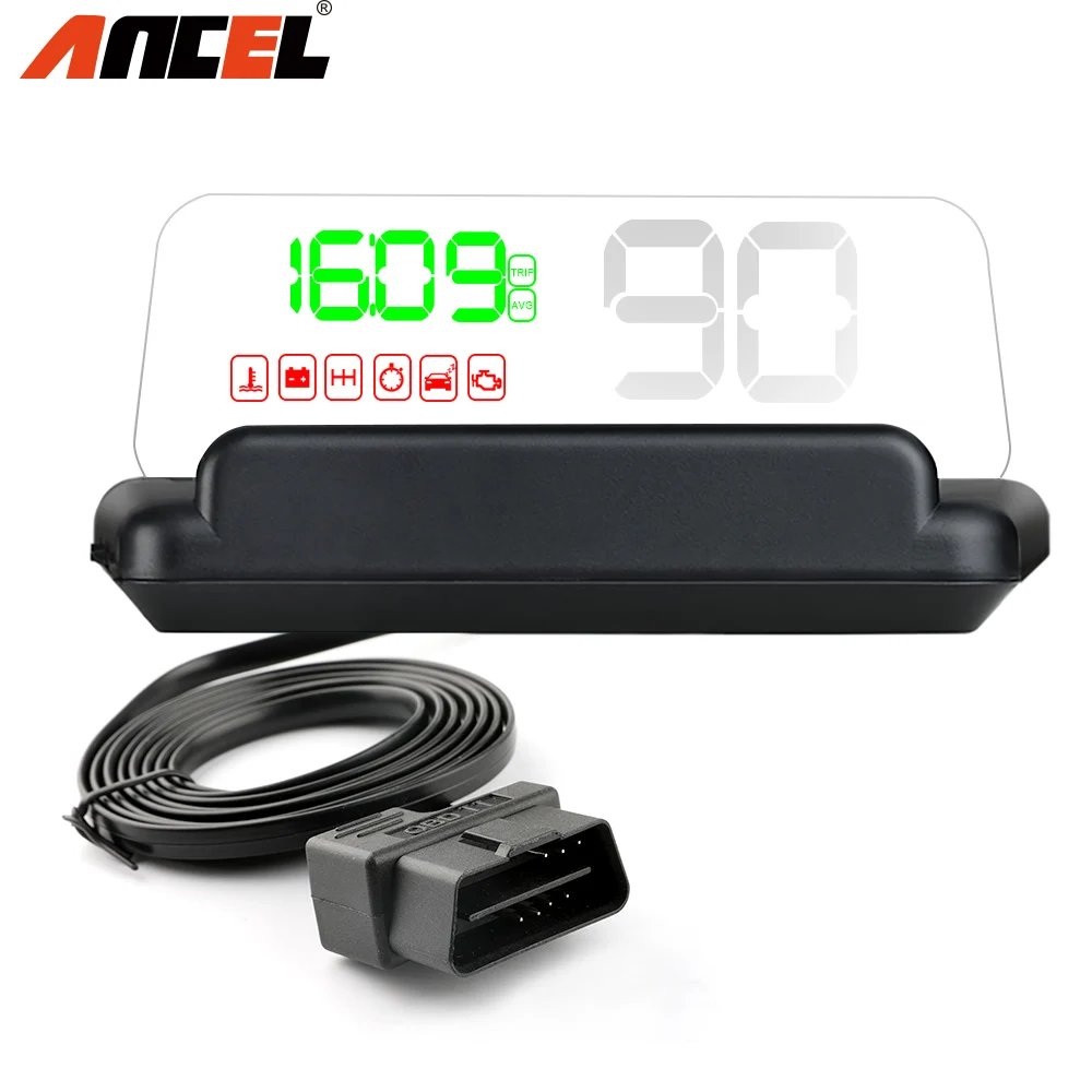 Ancel C500 автомобильный HUD Дисплей OBD2 расход топлива превышение скорости