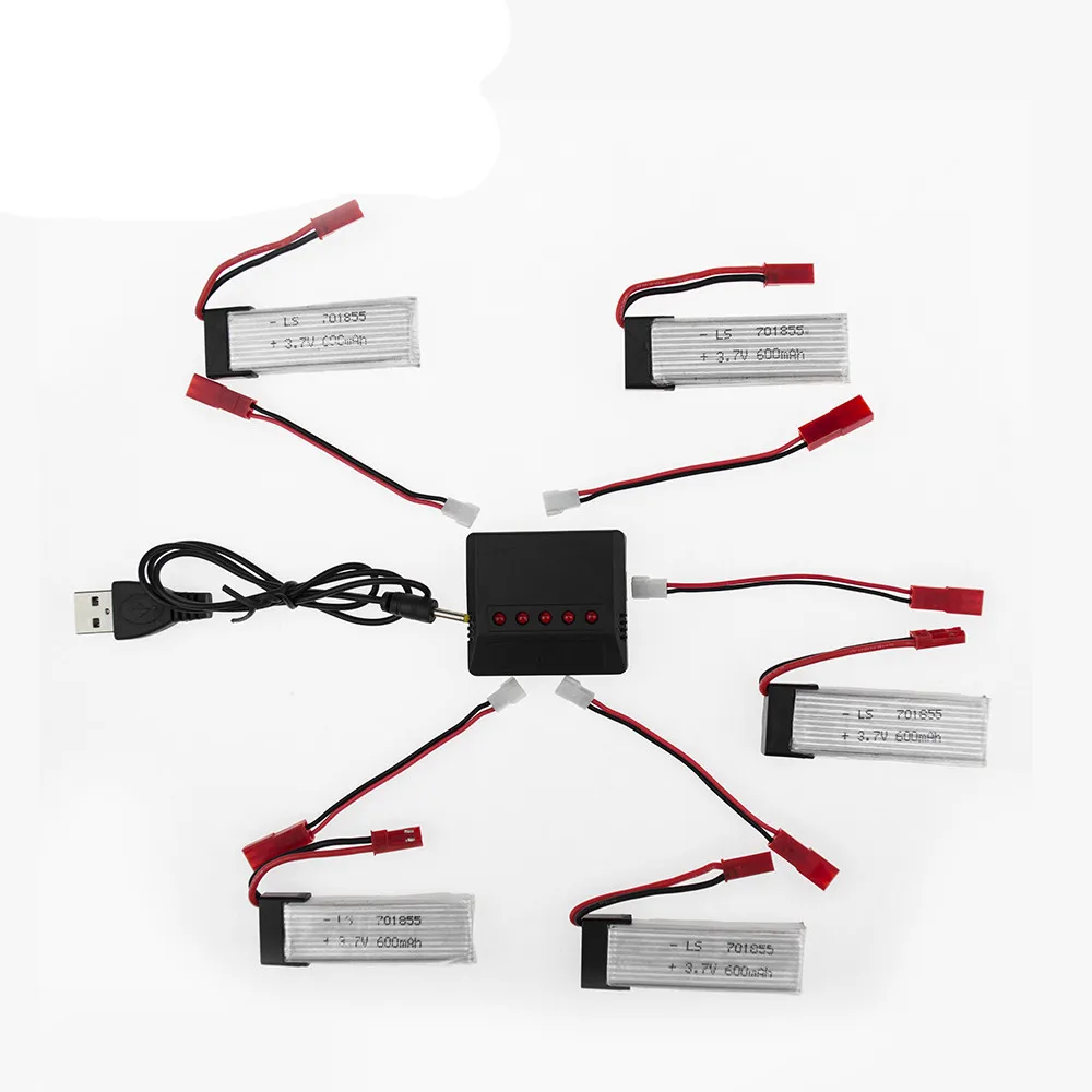 5Pcs 3.7v 600mah LIpo battery and 5in1 charger UDI rc u817 u817a u817c u818a syma s032 quadcopter spare parts WLtoys V929 | Игрушки и