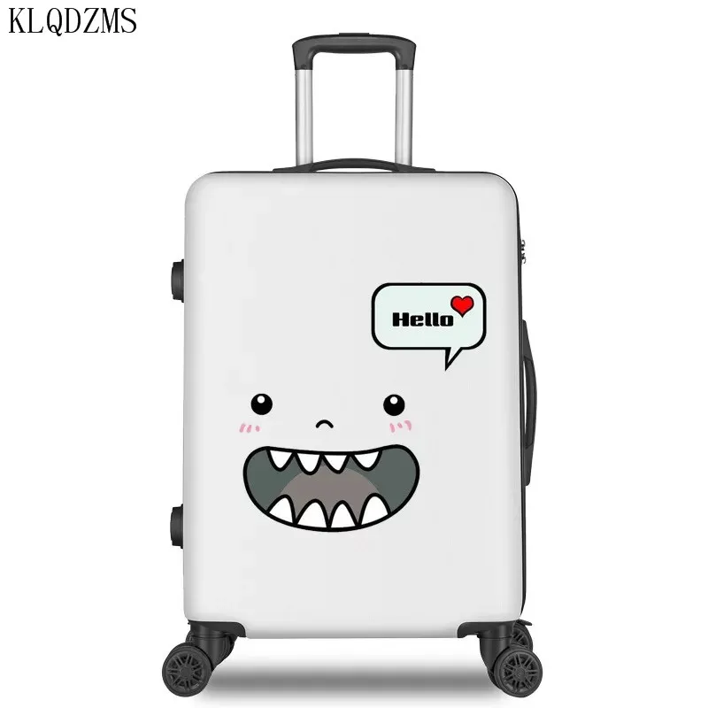 

KLQDZMS 20/22/24/26inch ABS+ PC fashion cartoon pattern rolling luggage men women travel trolley suitcase with wheel