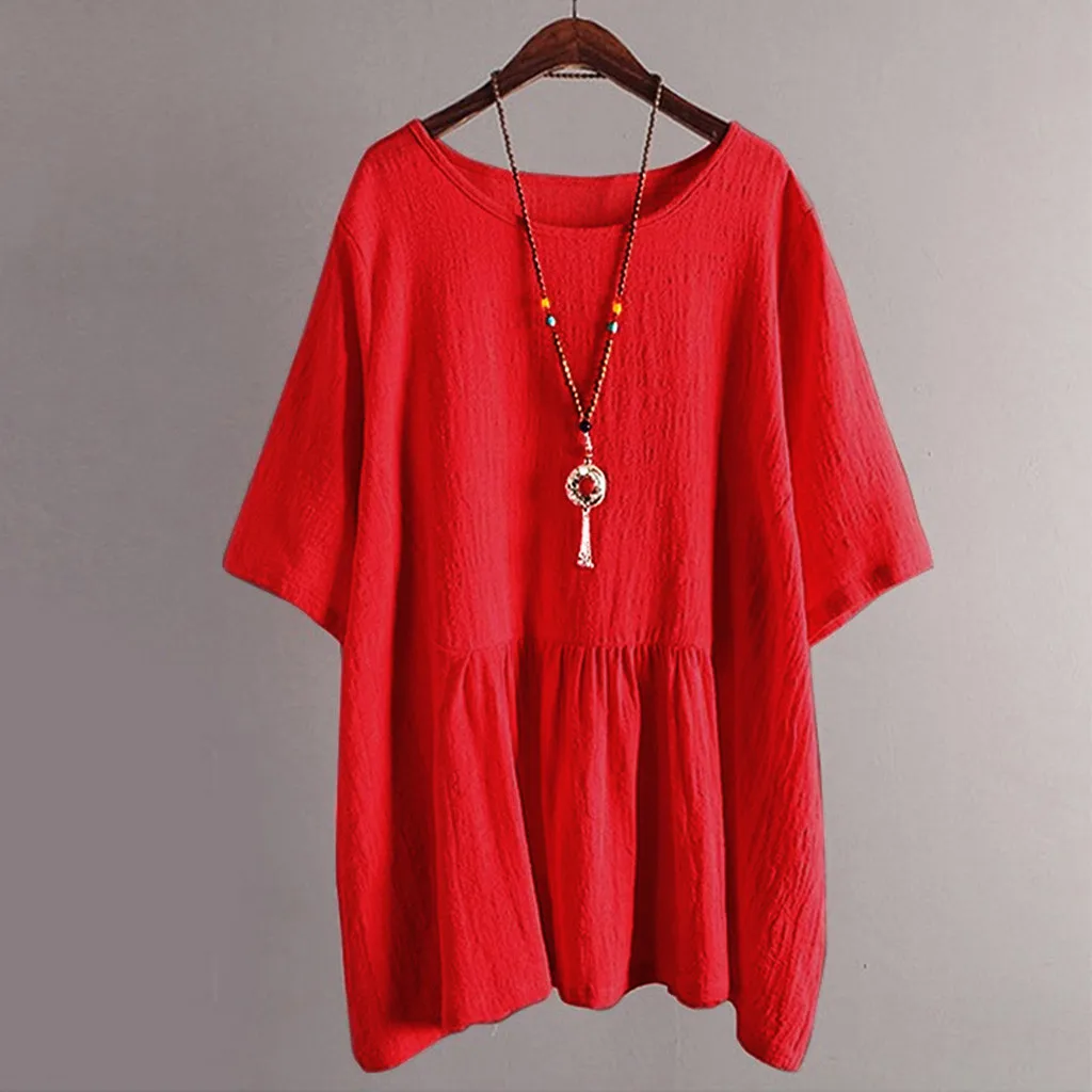 Летние рубашки с круглым воротником льняные повседневные топы льняная рубашка